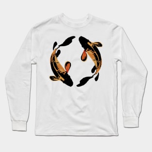 KOI FISH IN BLACK YELLOW BODY COLOR Long Sleeve T-Shirt